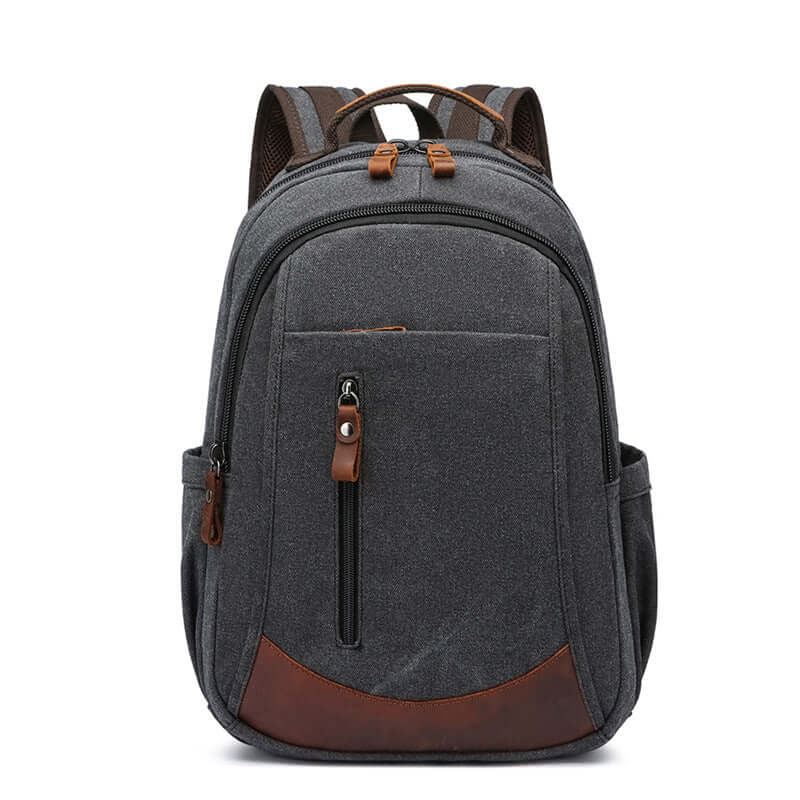 Canvas backpack fits 15.6 inch laptop with organised pockets