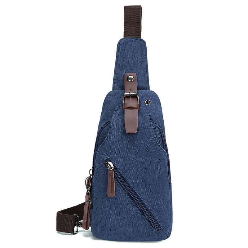 Blue canvas chest bag, combining fashion and convenience, suitable for casual outings and daily use.