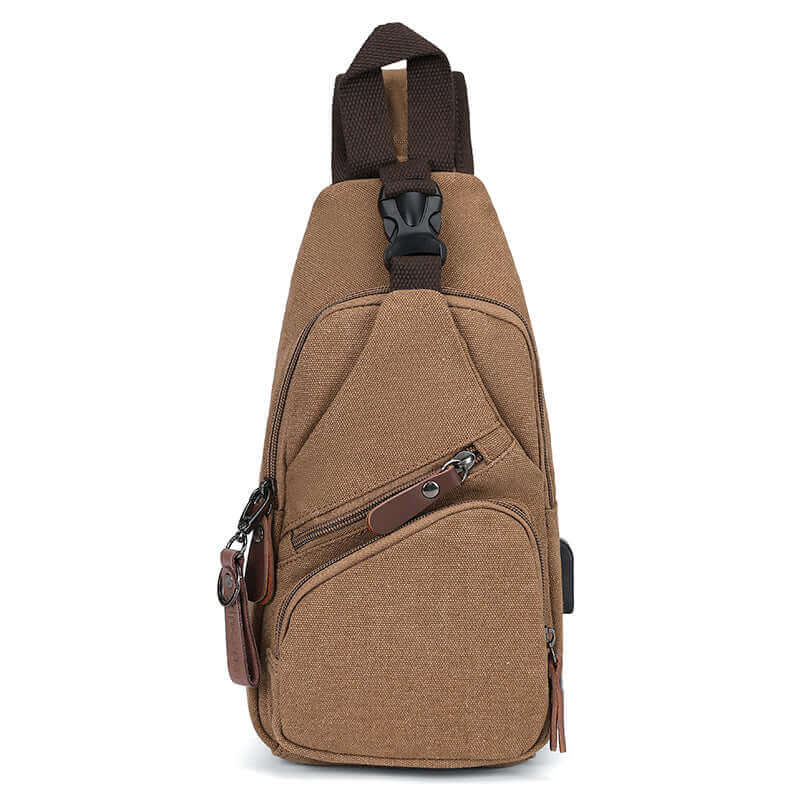 Stylish Canvas USB Charging Chest Bag for Men