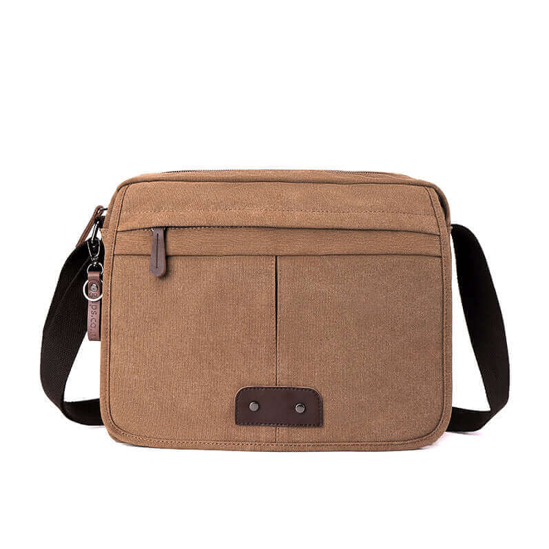 High-quality durable canvas messenger bag perfect for daily use, designed for men with multiple compartments and adjustable shoulder strap.