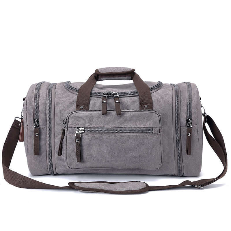 Durable canvas duffle bag with a generous 43L capacity, perfect for weekend getaways and gym workouts.