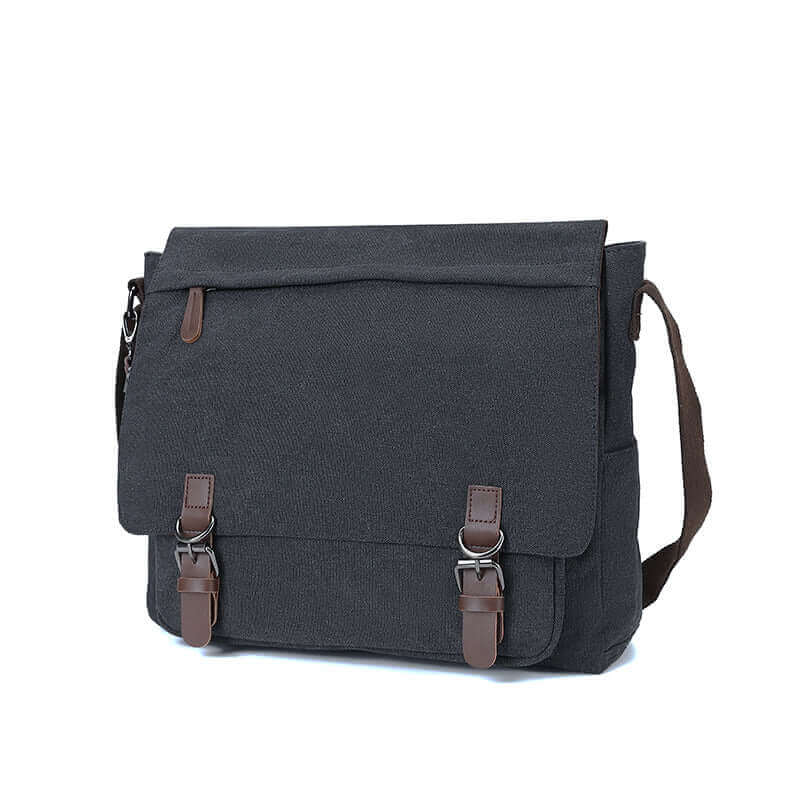 Durable canvas messenger bag designed for 15" laptops.