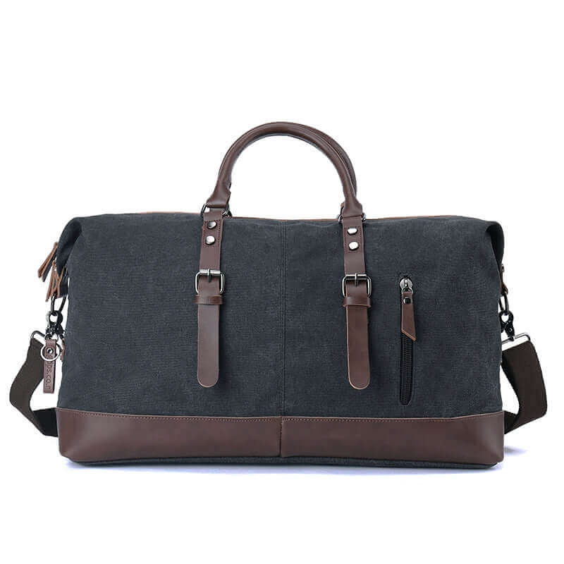 Lifestyle image of the stylish canvas travel bag being used for a weekend getaway.