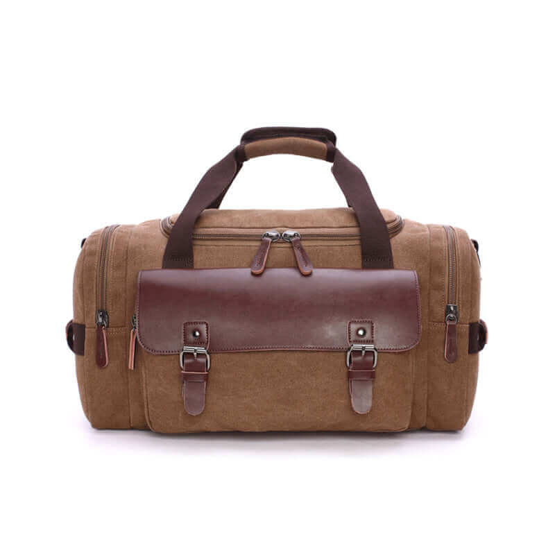 Compact canvas duffle bag, perfect for short trips or gym sessions.

