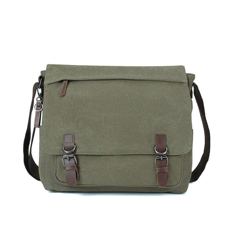 High-quality washed canvas messenger bag fitting a 15" laptop.