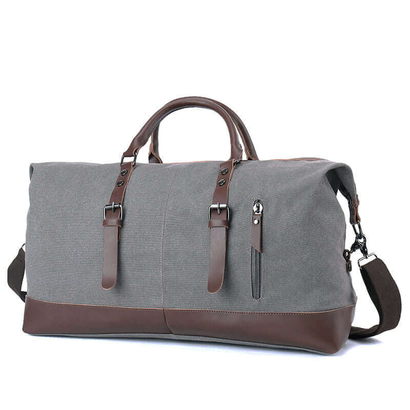 The versatile canvas travel bag emphasizing its durable construction and sleek design.