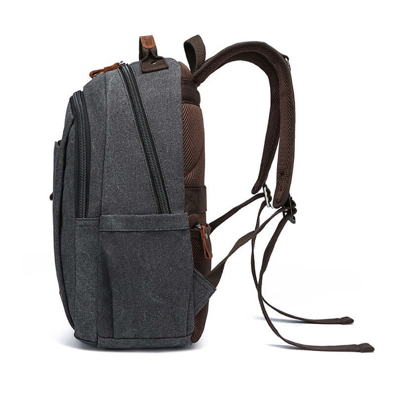 Black canvas school backpack for male and female students