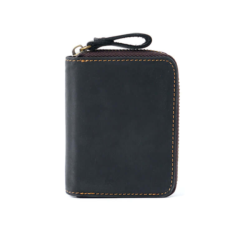 Black RFID Crazy Horse leather wallet for cards