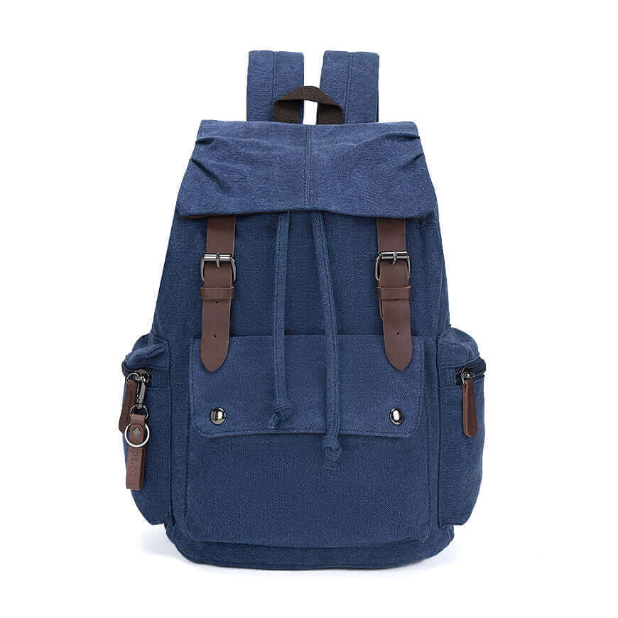 Canvas backpack with a drawstring closure, blending style and utility.