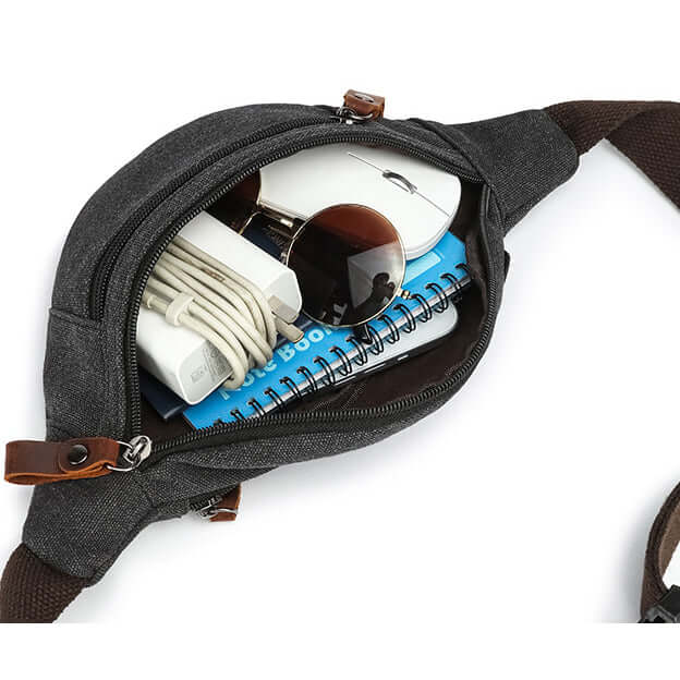 Inside look of the bum bag – main pocket with storage space