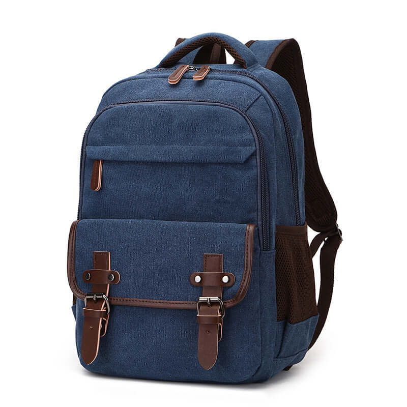 Blue canvas laptop backpack for men and women in New Zealand