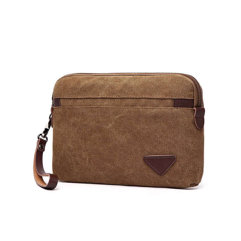 Canvas clutch bag in coffee