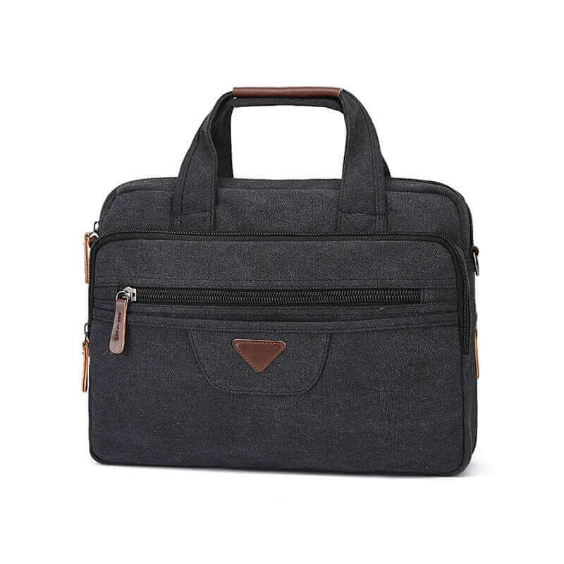 Canvas laptop briefcase for men featuring casual and professional style.