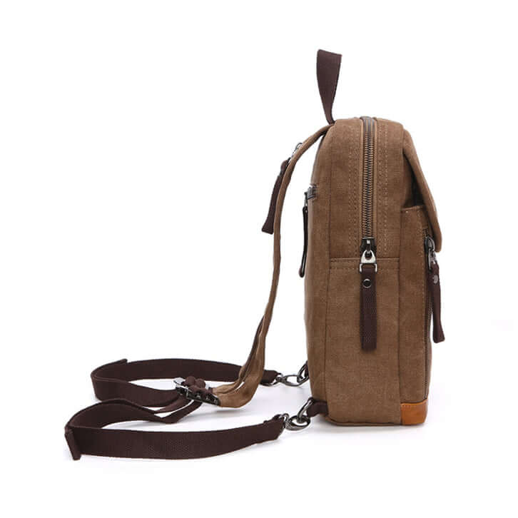 Multi-purpose chest bag made of canvas and PU leather