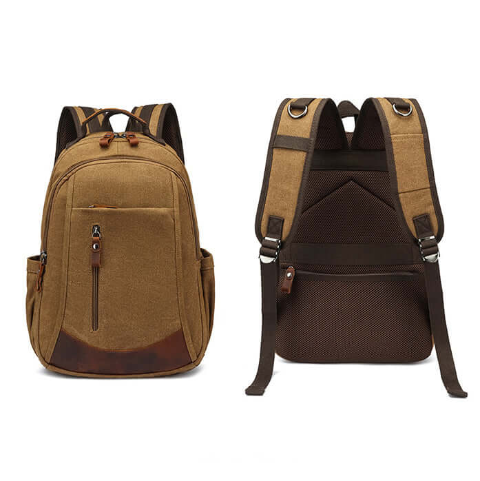 Coffee canvas school backpack for male and female students