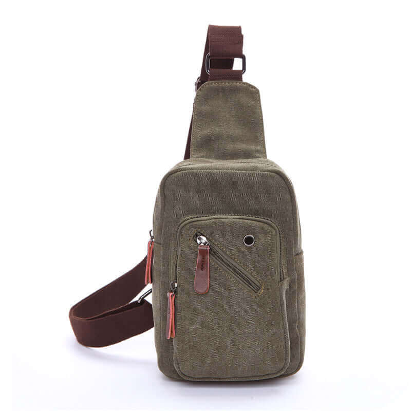 Canvas Sling Bag in green color, perfect for men and women.