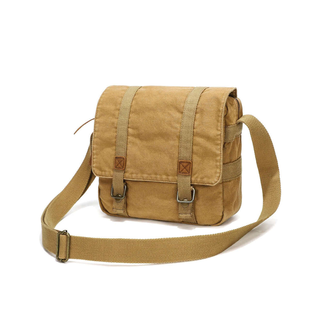 Front view of the casual canvas crossbody messenger bag