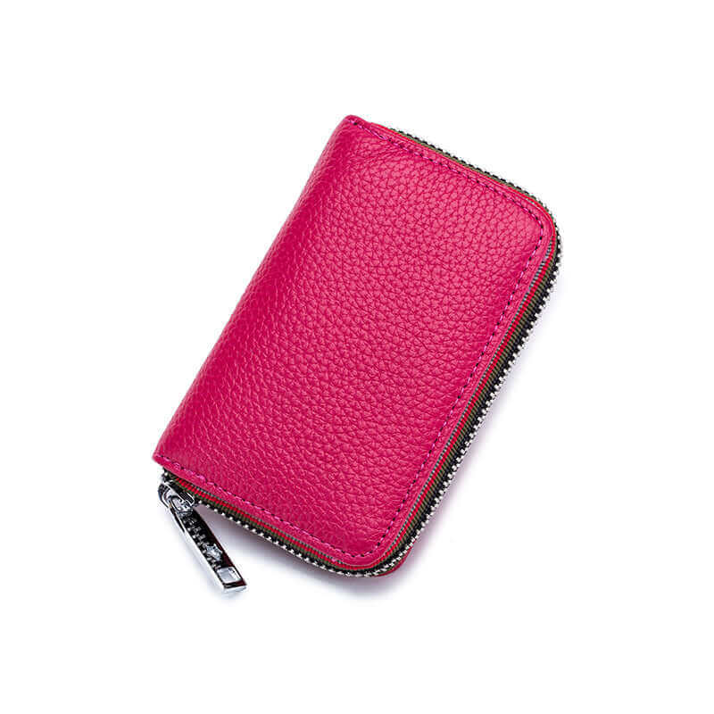 Colorful RFID leather card wallet for men and women, offering enhanced security and stylish design.