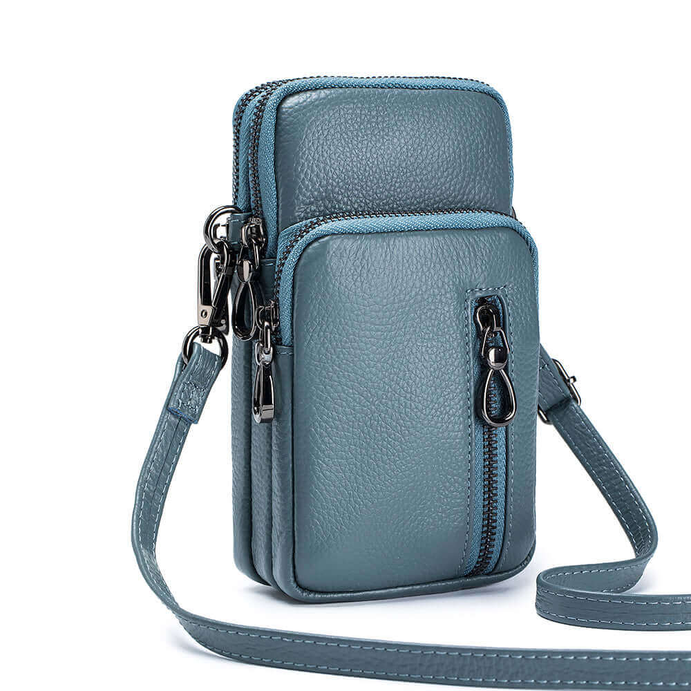 Compact leather crossbody bag, perfect for carrying your phone and essentials in style.