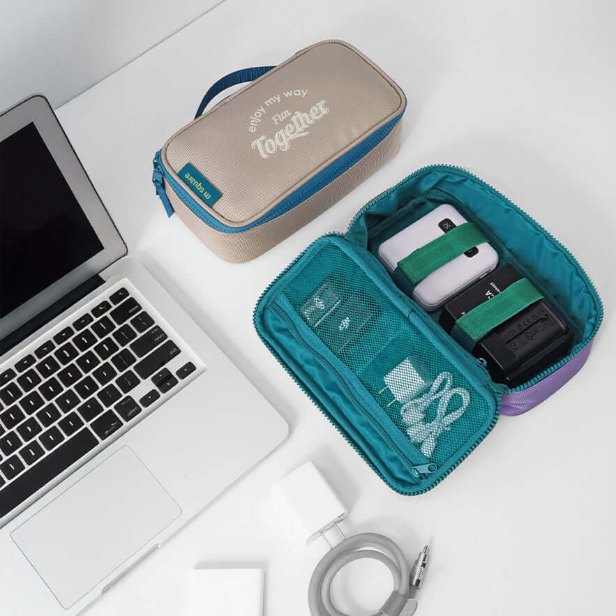 Compact and lightweight travel electronics bag.