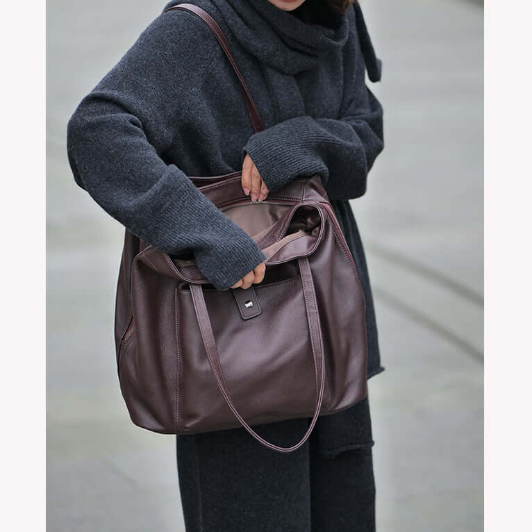 Soft cowhide tote bag suitable for New Zealand lifestyle