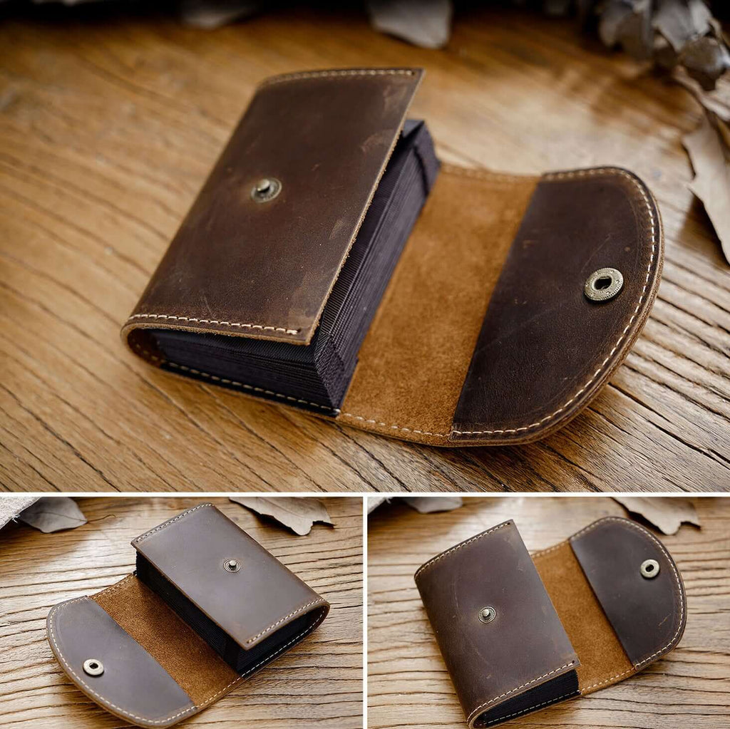 Interior of Crazy Horse leather card wallet with cards