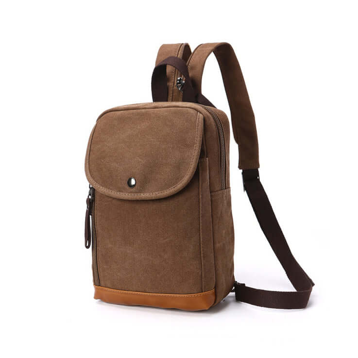 Durable canvas backpack with zip pockets for daily use