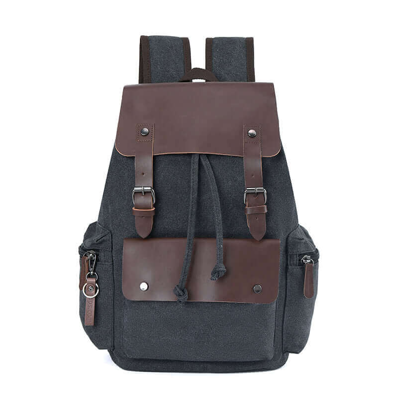 Durable vintage canvas backpack designed for longevity, with a stylish leather flap and multiple compartments.