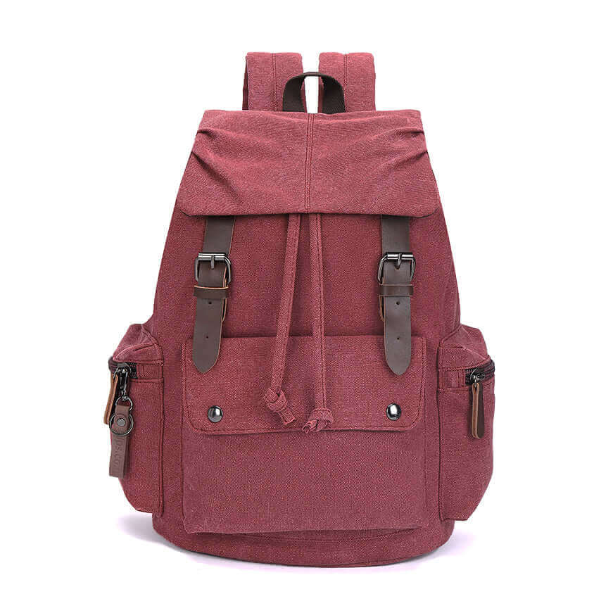 Durable vintage-style backpack made from washed canvas and PU leather.