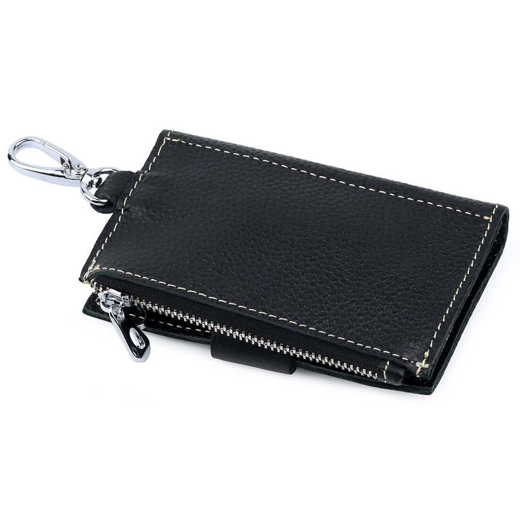 Zippered coin pocket on key holder wallet