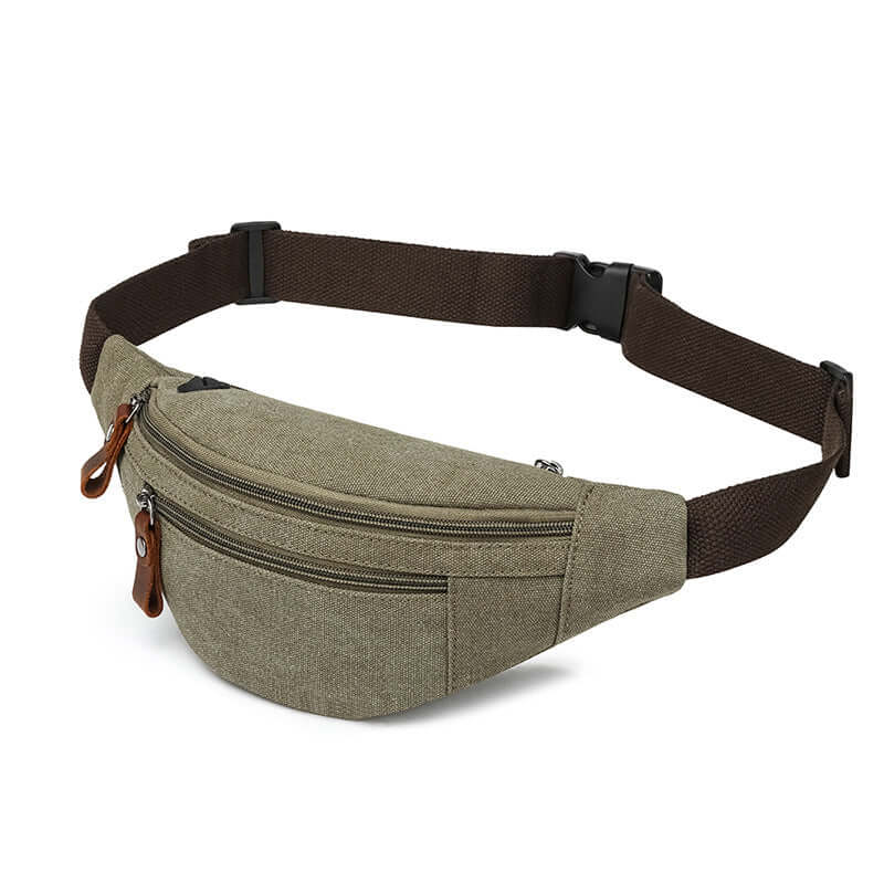 Green canvas bum bag – ideal for outdoor and casual use