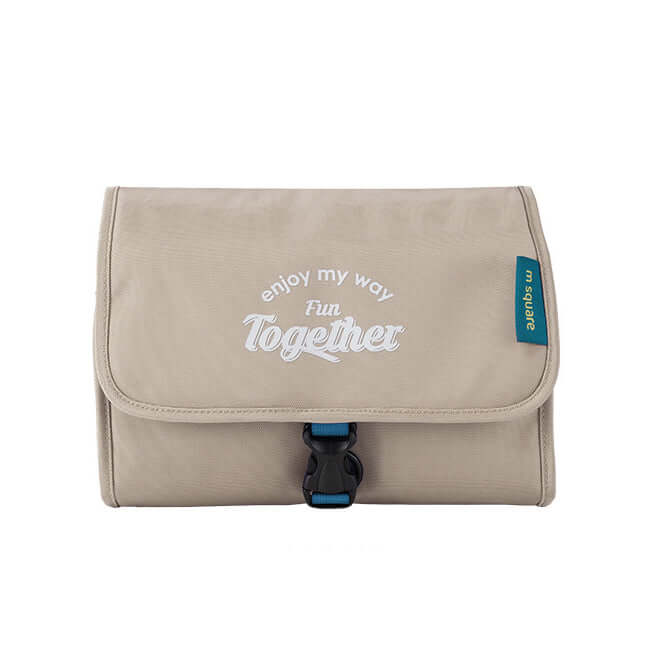 Organized travel wash bag with towel and toiletries