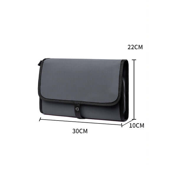 Compact size grey toiletry bag for business travel