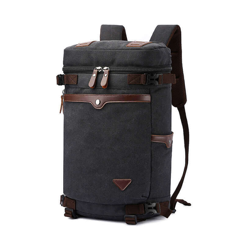 Large canvas backpack for travel, featuring a sturdy build and spacious interior.