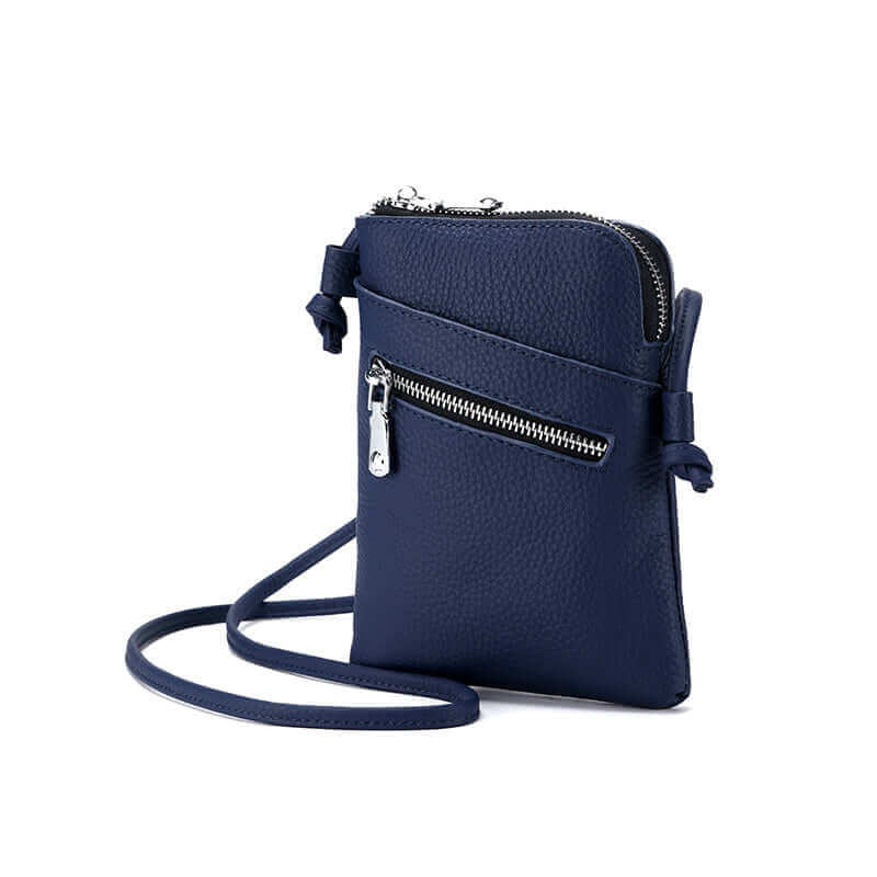 Leather crossbody bag with zippers