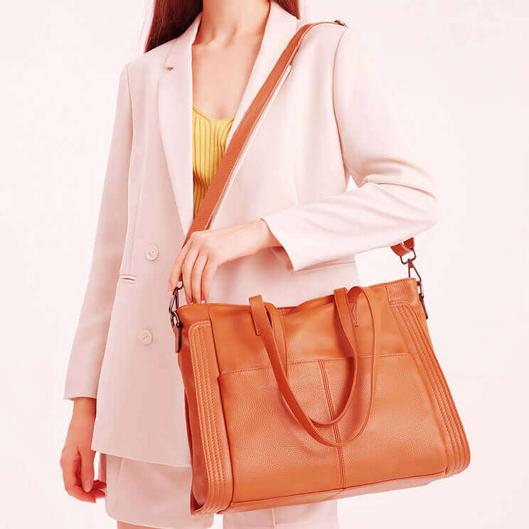 Adjustable strap on leather tote shoulder bag NZ