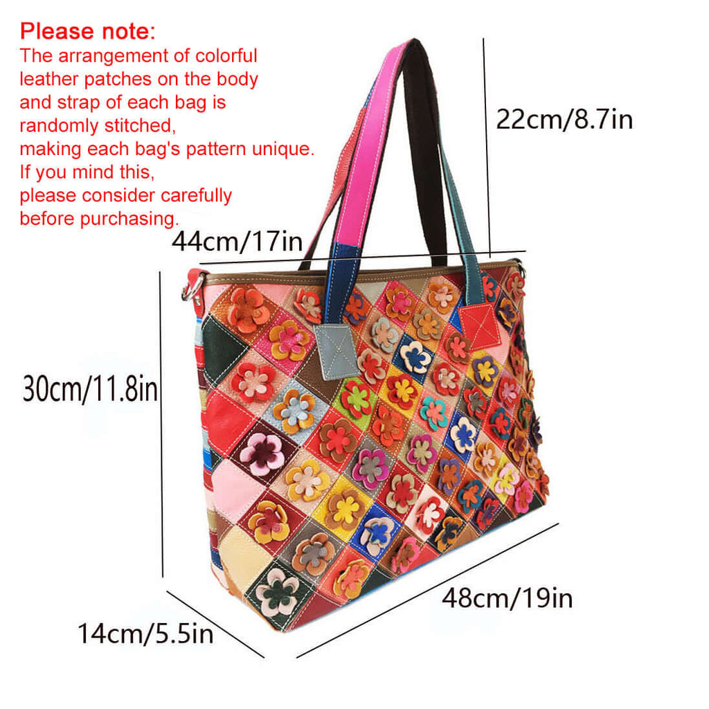 Reference image showing the leather tote bag size compared to daily items