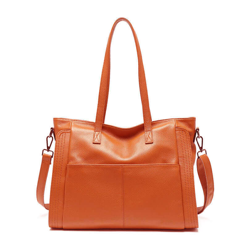 Leather tote shoulder bag front view in NZ