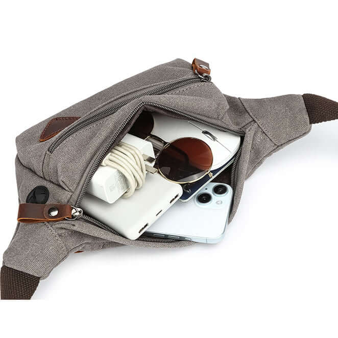 Men’s canvas bum bag with durable zip closure