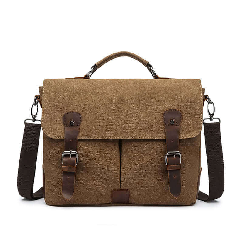 Men's canvas messenger bag in coffee