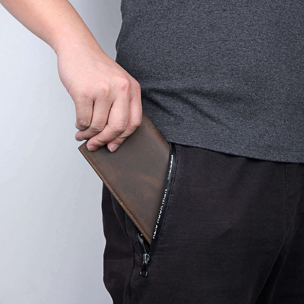 Long wallet for men with dedicated card holder slots.