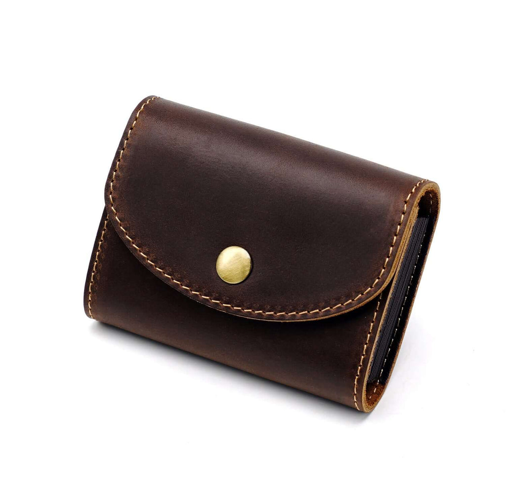 Coffee vintage leather wallet with accordion slots
