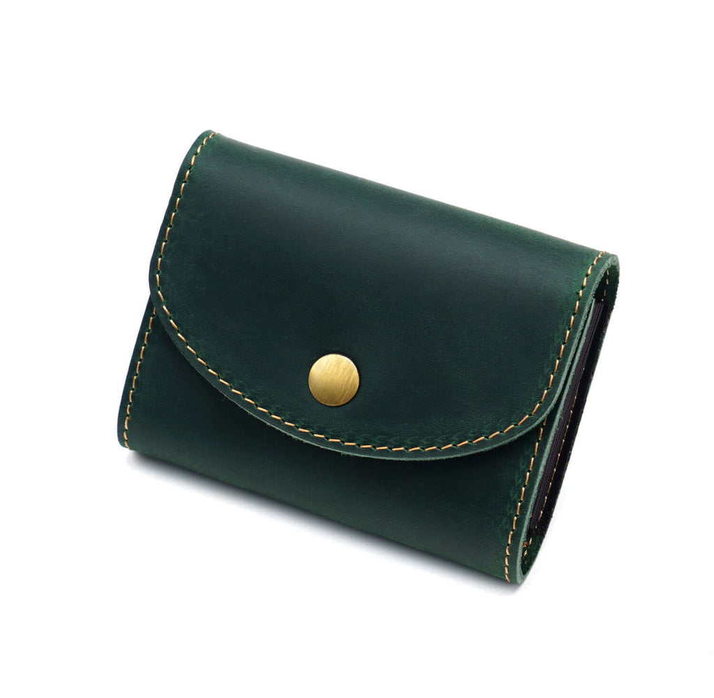 Green Crazy Horse leather card holder wallet