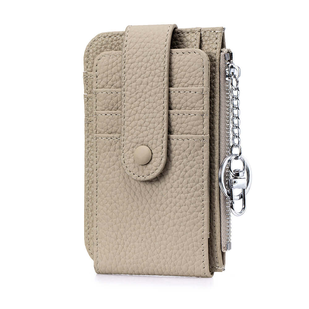 Front view of women’s mini leather card holder