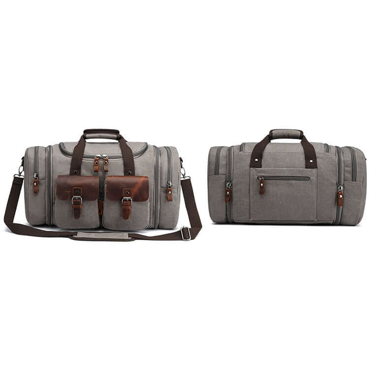 Weekend travel bag with multiple compartments and pockets