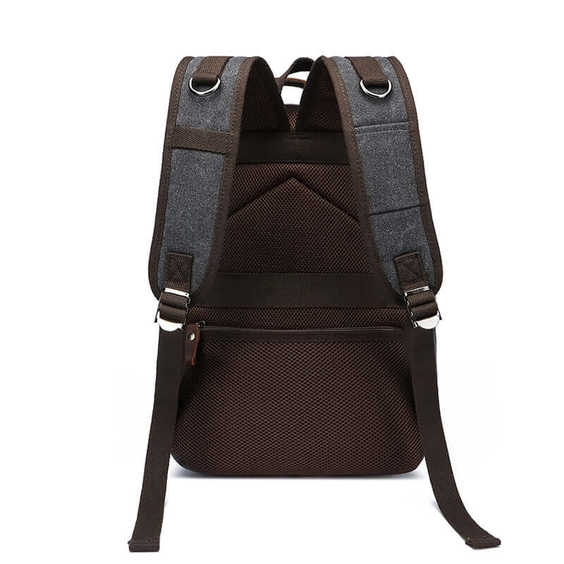 Comfortable padded shoulder straps on vintage-style backpack
