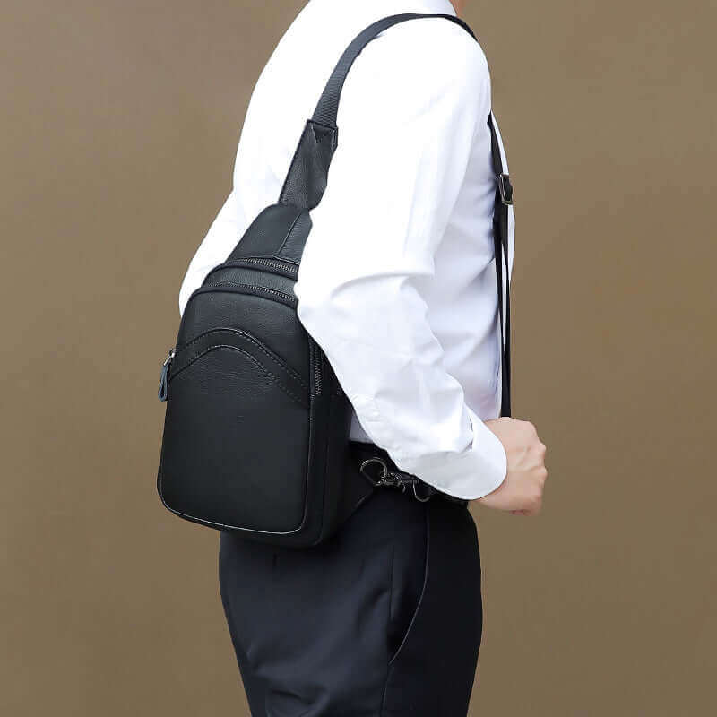 Premium genuine leather crossbody sling bag for men, perfect for everyday use.