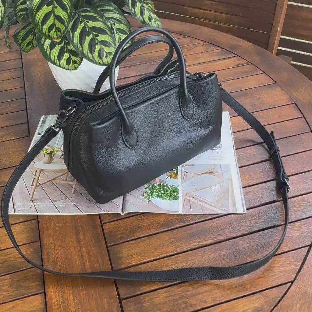 Leather Handbag – Top Handle Crossbody Shoulder Bag