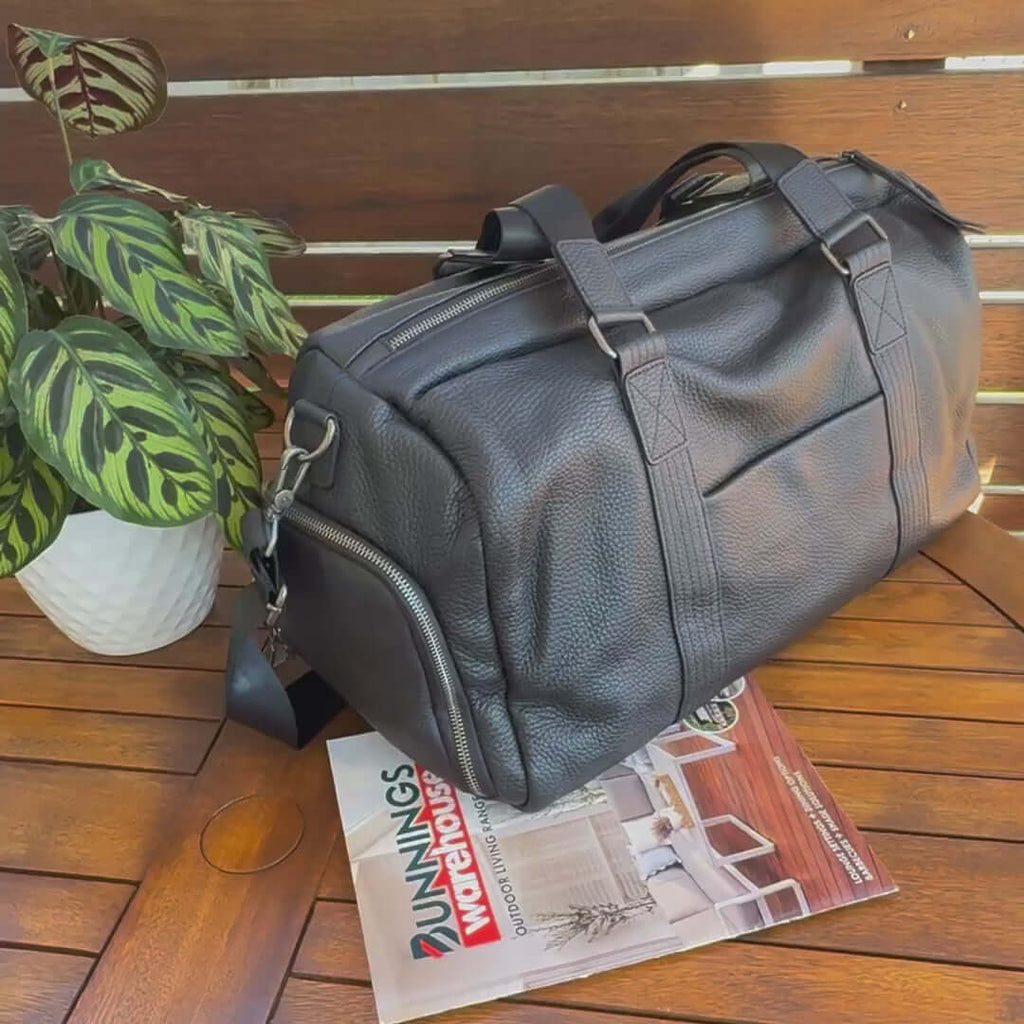 Black Large Leather Tote Bag | Handbag, Shoulder & Crossbody