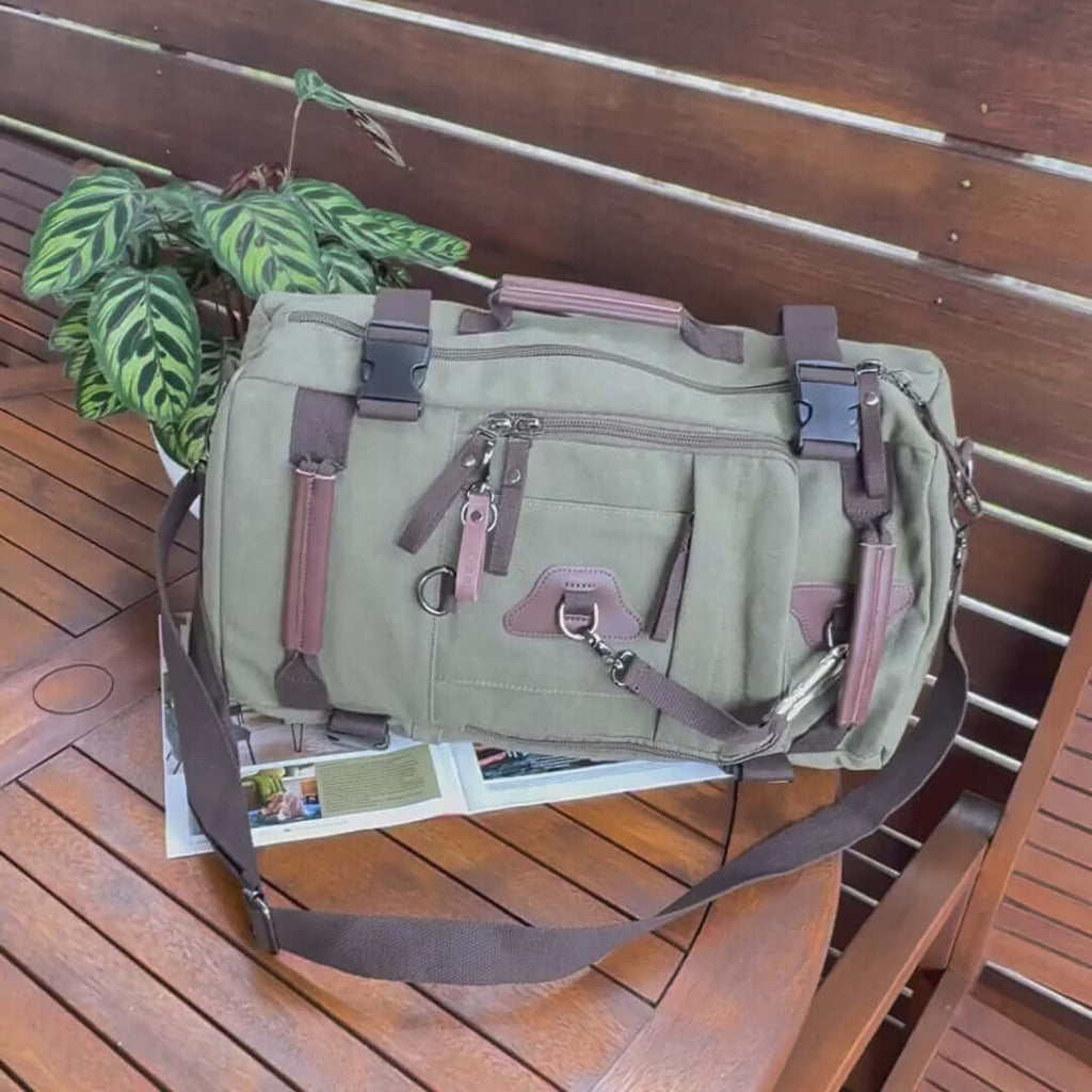 Canvas Travel Backpack | Dual-Purpose Duffle and Weekender Bag 25L